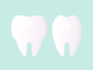 Healthy white teeth without damage. Daily oral hygiene. Tooth and enamel protection