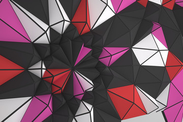 Polygonal shapes background. Low poly triangles mosaic. Crystals 3D backdrop.