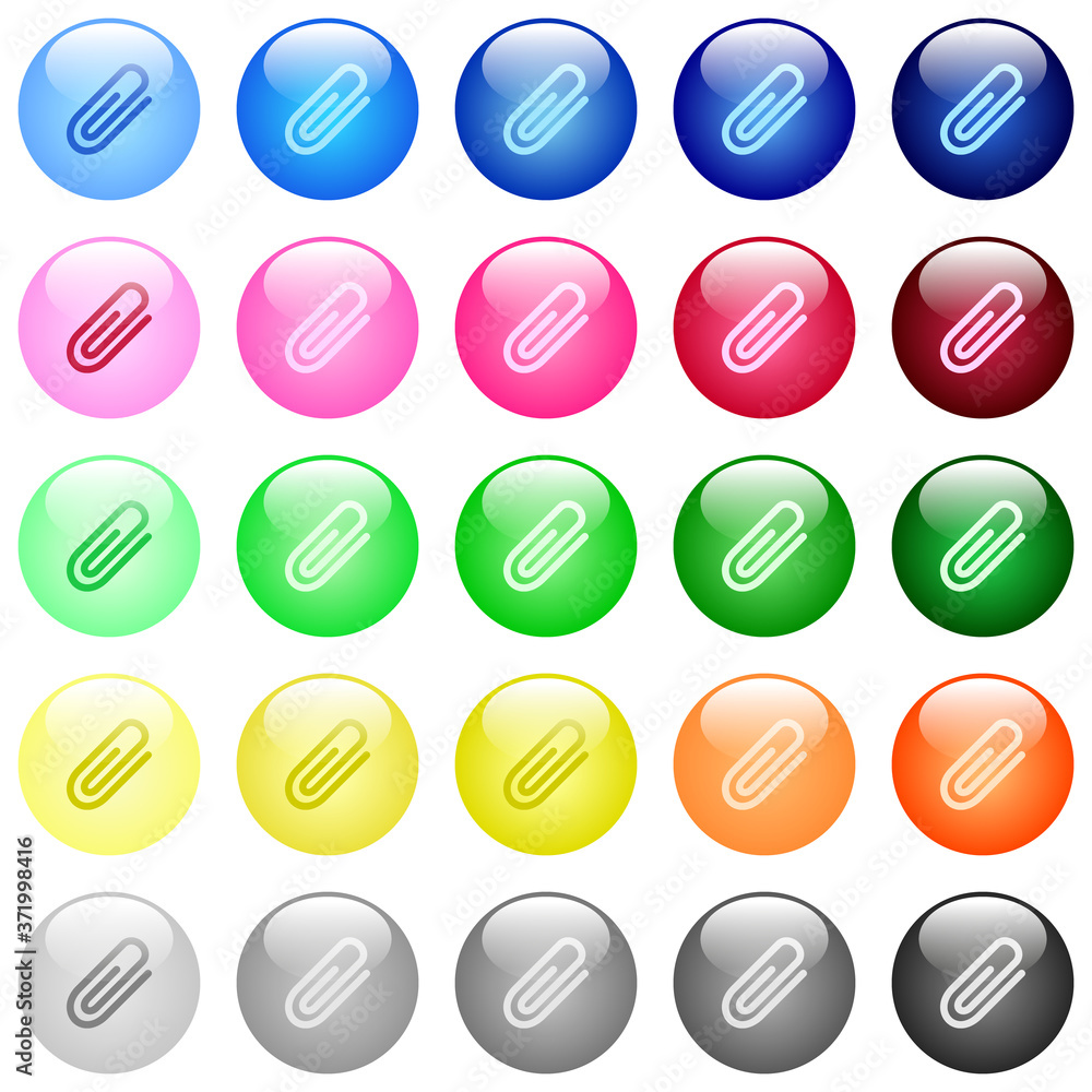 Poster attachment icons in color glossy buttons