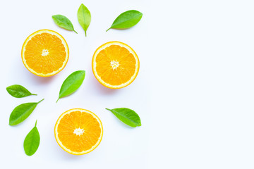 High vitamin C, Juicy and sweet. Fresh orange fruit on white.