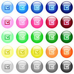 Checked box icons in color glossy buttons