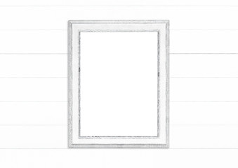 White vintage frame on white background