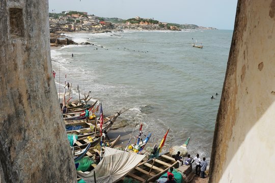 Cape Coast township and foreshore from the castle in Ghana