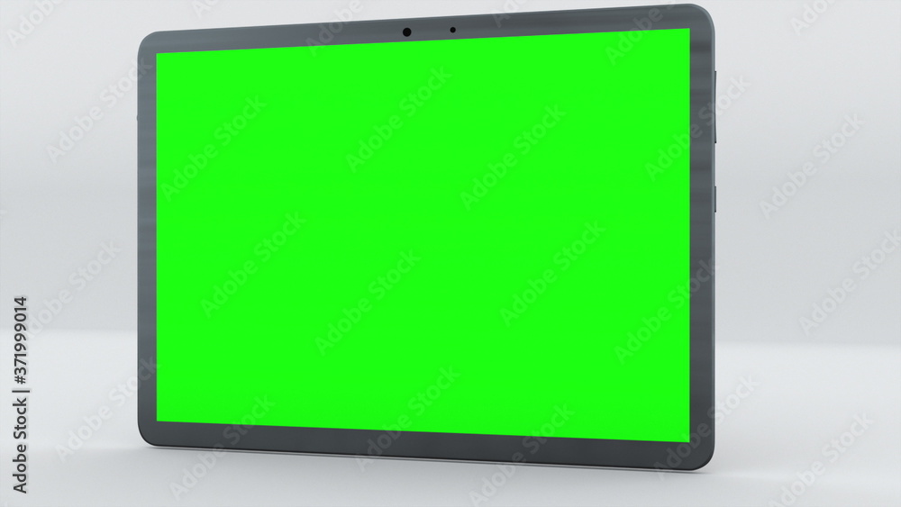 Fototapete demonstration of a tablet with green screen, computer generated. touchscreen device, 3d rendering. c