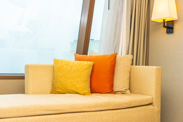 Comfortable pillow on sofa decoration interior