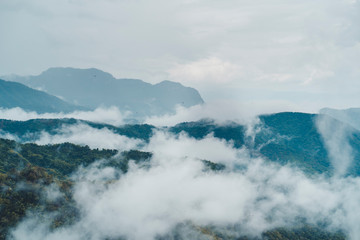 Naklejka premium khao kho Phetchabun Thailand Mountain view with the sunrise. Beautiful landscape.