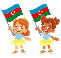 Azerbaijan flag in hand set