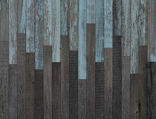 Weathered wooden wall. Dark wood texture background. Aged black and blue wooden boards.