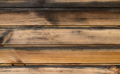 Fototapeta premium Burnt wooden planks texture background. Dirty wooden boards.