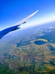 Fototapeta premium View of mountain crater from the plane