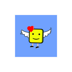 winged emoji with love, honey, smiley