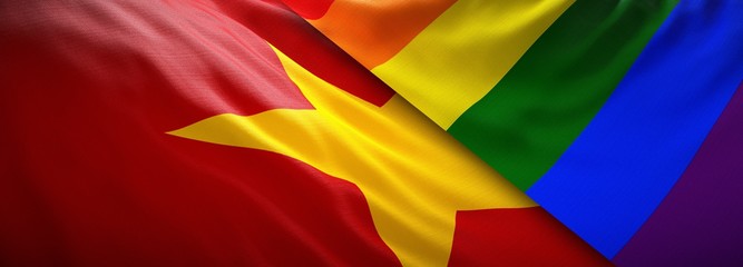 LGBT flag and flag of Vietnam