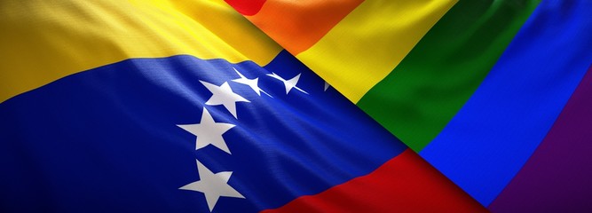 LGBT flag and flag of Venezuela