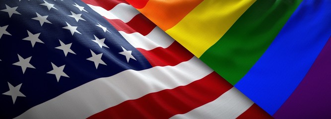 LGBT flag and flag of United States