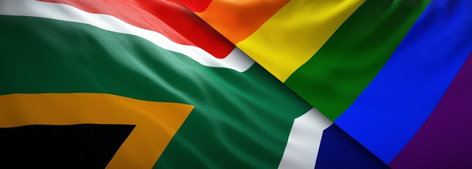 Obraz premium LGBT flag and flag of South Africa