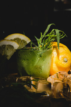 Refreshing summer drink mahito with ice