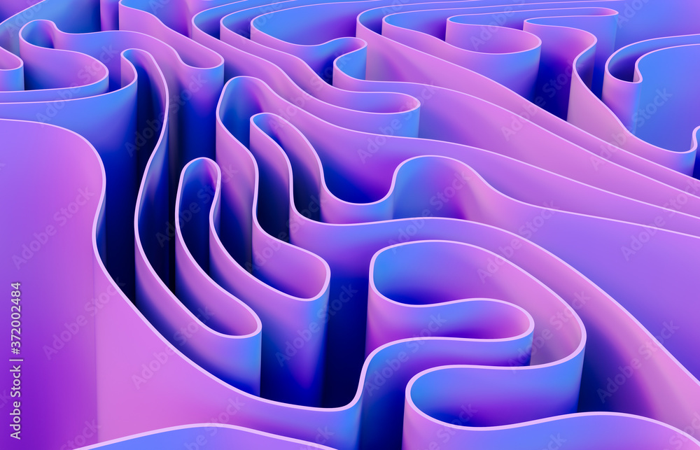 Aufkleber Abstract 3d art background with curve shape. Holographic color.