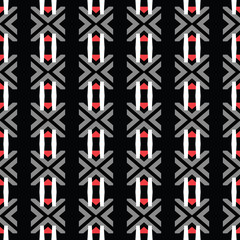 Vector seamless pattern texture background with geometric shapes, colored in black, grey, red, white colors.
