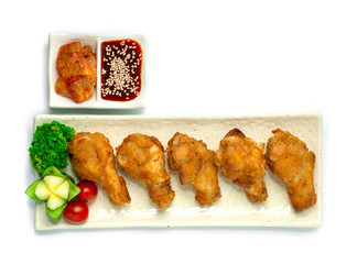 Korean Fried Chicken (Sijang-Tongdak) crispy outside and soft inside Drumette wing deep fried