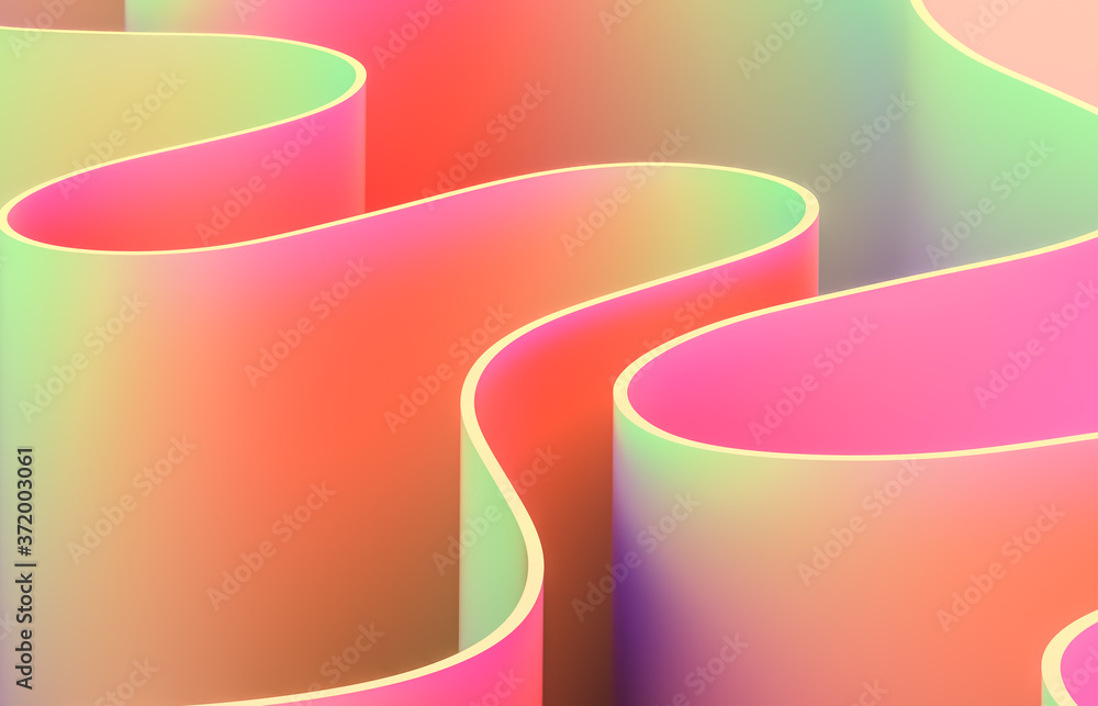 Poster Abstract 3d art background with curve shape. Holographic color.
