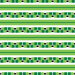 Vector seamless pattern texture background with geometric shapes, colored in green, black, white colors.