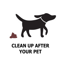 Clean after your pet vector icon. Funny dog and its poo to be picked up