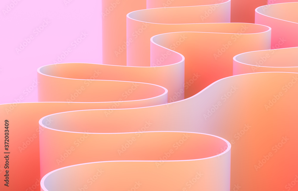 Poster Abstract 3d art background with curve shape. Holographic color.
