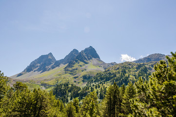 Obraz premium Albula, Albulapass, Passstrasse, Bergstrasse, Albulapass, Passhöhe, Park Ela, Bergün, Wanderweg, Graubünden, Engadin, La Punt Chamues-ch, Alpen, Sommer, Schweiz