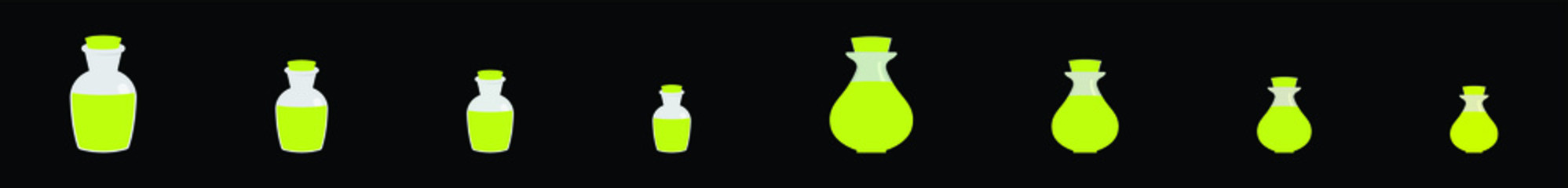 a set of essential oil bottle icon design template with various models. vector illustration