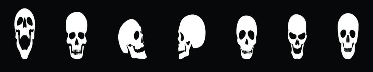 a set of human skull icon design template with various models. vector illustration
