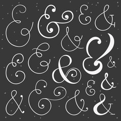 Vector calligraphic hand drawn ampersands collection. Good for wedding invitation, birthday card, web page design.