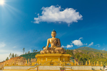 Giant golden Buddha sitting in a shell - Thimphu, Bhutan