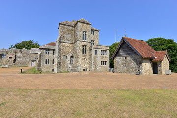 Fototapeta na wymiar Inner courtyard of a castle in the Isle of Wight.