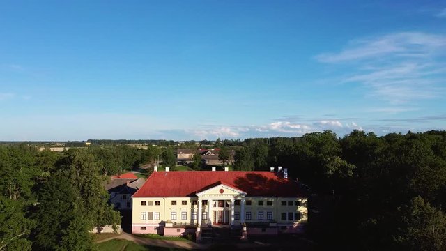 Aerial View of the  Durbe Manor Castle, Tukums, Latvia.old Mansion of Former Russian Empire.