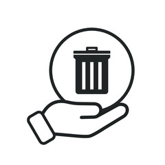 Dustbin icon in hand. Vector illustration
