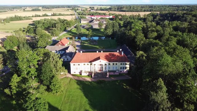 Aerial View of the  Durbe Manor Castle, Tukums, Latvia.old Mansion of Former Russian Empire.