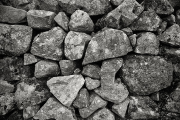 Black and White Old Stone Wall, Stone Wall Texture