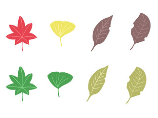 Obraz premium 紅葉・銀杏・枯葉の素材イラスト