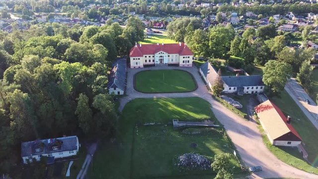 Aerial View of the  Durbe Manor Castle, Tukums, Latvia.old Mansion of Former Russian Empire.