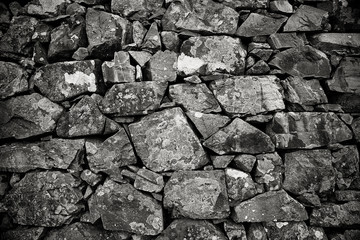 Black and White Old Stone Wall, Stone Wall Texture