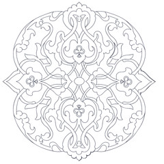 Black outline floral isolated pattern 