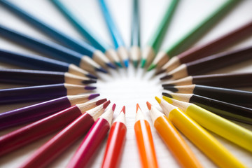 Bright beautiful colored pencils, felt-tip pens, watercolors, plasticine, everything for children's...
