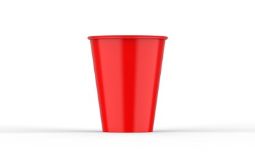 Blank red paper cup mockup template on isolated white background, ready for your design presentation, 3d illustration