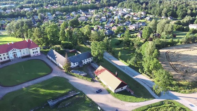 Aerial View of the  Durbe Manor Castle, Tukums, Latvia.old Mansion of Former Russian Empire.