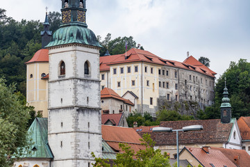 Obraz premium Skofja Loka castle and town in Slovenia