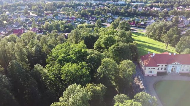 Aerial View of the  Durbe Manor Castle, Tukums, Latvia.old Mansion of Former Russian Empire.