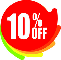 Sale tag, discount 10% off, isolated sticker, banner design template, vector illustration