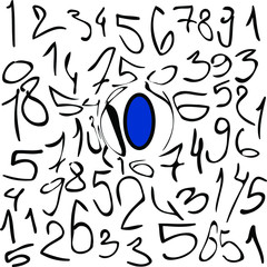 black and white background with numbers