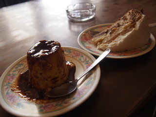 A pudding and cake from a famous cafe, Kathmandu, Nepal