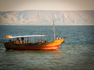 Boat at the sea of Galilea, Israel